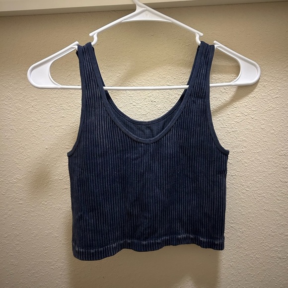 Garage Navy Ribbed Tank Top - Picture 1 of 2